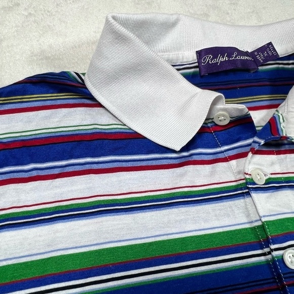 Ralph Lauren Purple Label Made in Italy XL Blue Res Stripe Classic Polo Shirt - Picture 9 of 12
